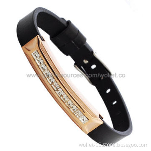 Men's Leather Bangles with Stainless Steel Buckle, Various Leather Colors are Available